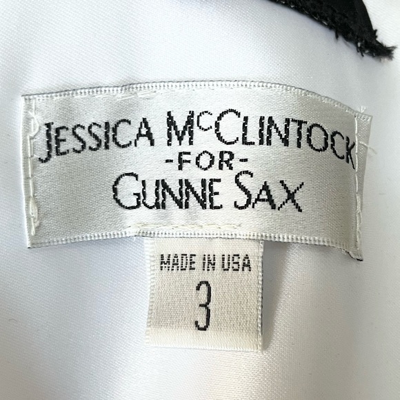 Jessica McClintock Gunne Sax Satin Polka Dot Pleated Bow Party Dress Size 3 - Picture 5 of 7
